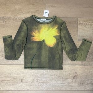 Floral Long Sleeve Graphic Tee, Size Medium 8-10